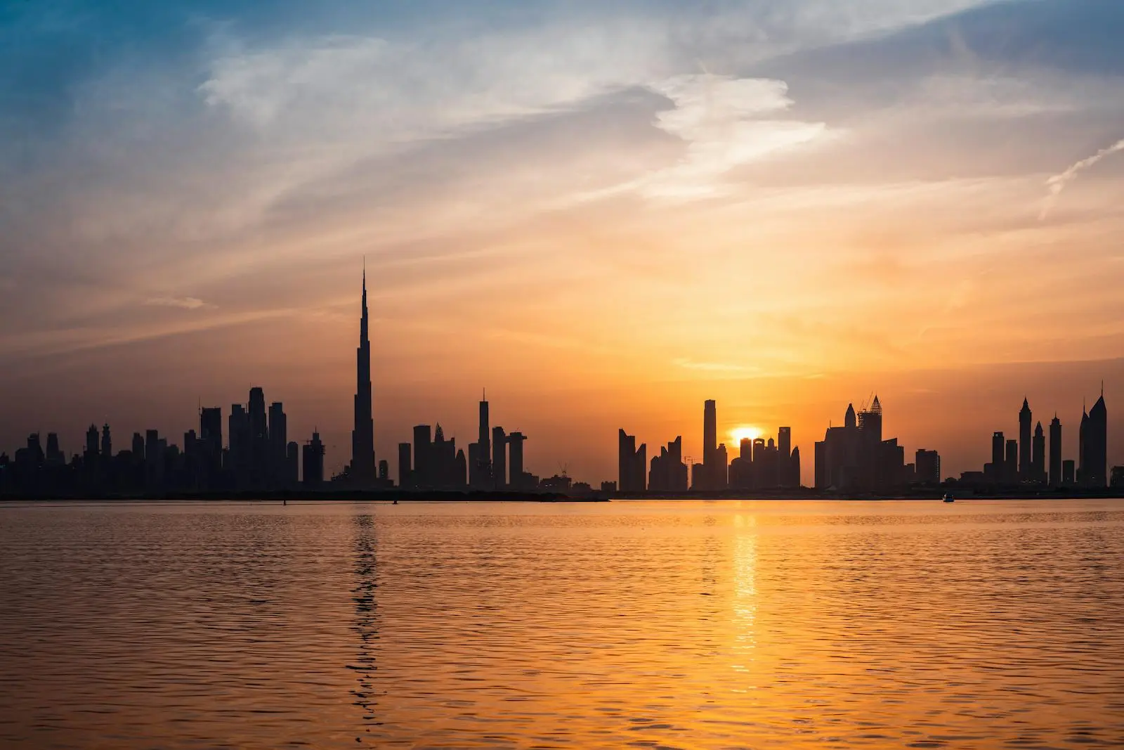 Dubai city skyline at dusk